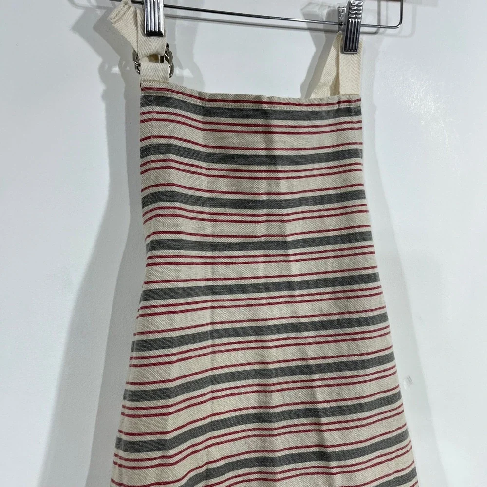 FEED West Elm Striped Canvas Apron Cotton Wool Blend Made in USA Kitchen Cottage
